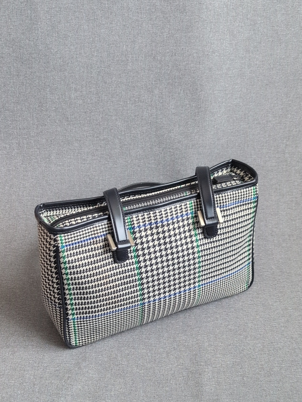 Ralph Lauren Houndstooth Shoulder Bag in Black, White and Green